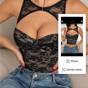 Black Lace Bustier Top